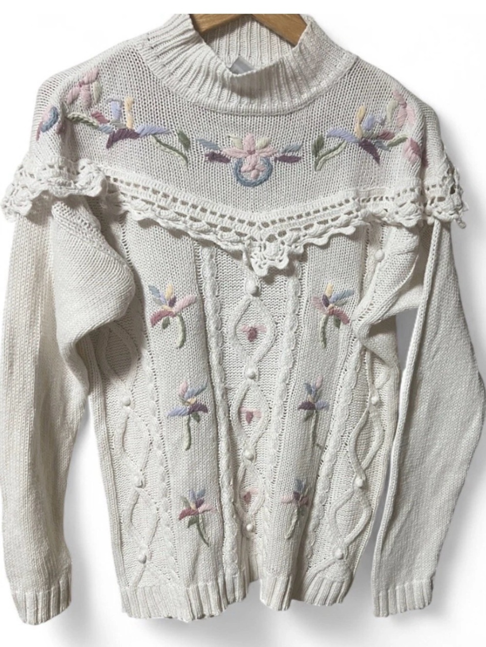 Vintage Max And Diane Embroidered Sweater Cottage Core Granny Fashion Med